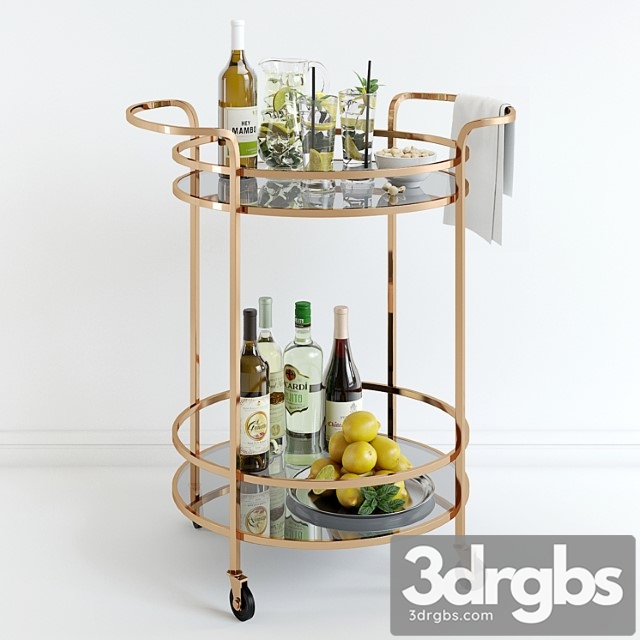 Bar cart pottery barn 3dsmax Download - thumbnail 1