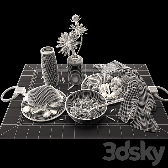 Bed in breakfast 3ds Max - thumbnail 3