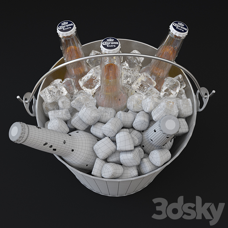 Beer bucket Corona Extra beer 3DS Max - thumbnail 2