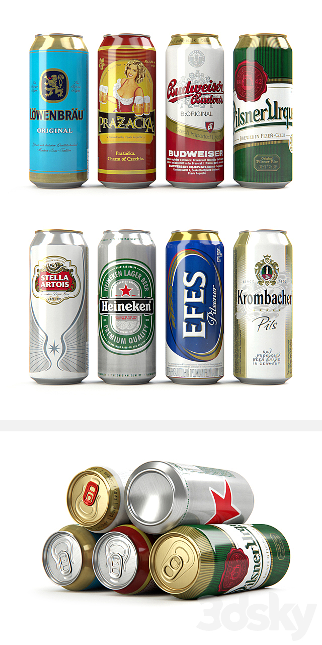 Beer in aluminum cans 2 3DS Max Model - thumbnail 2