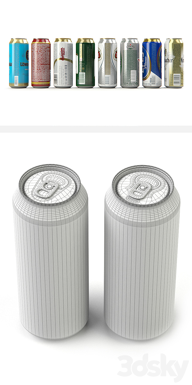 Beer in aluminum cans 2 3DS Max Model - thumbnail 3