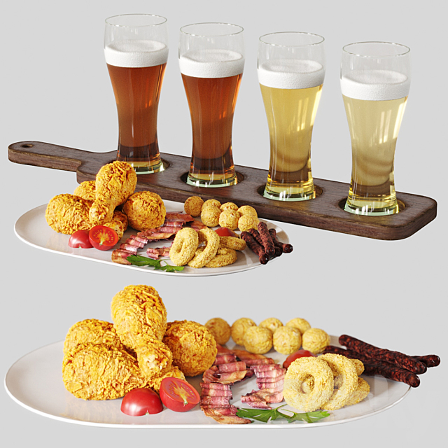 Beer Set with Snack 3ds Max - thumbnail 1