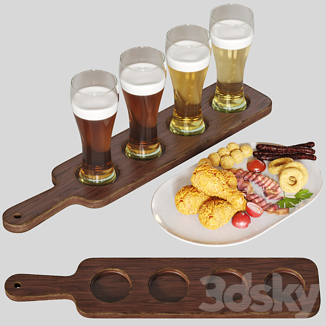 Beer Set with Snack 3ds Max - thumbnail 2