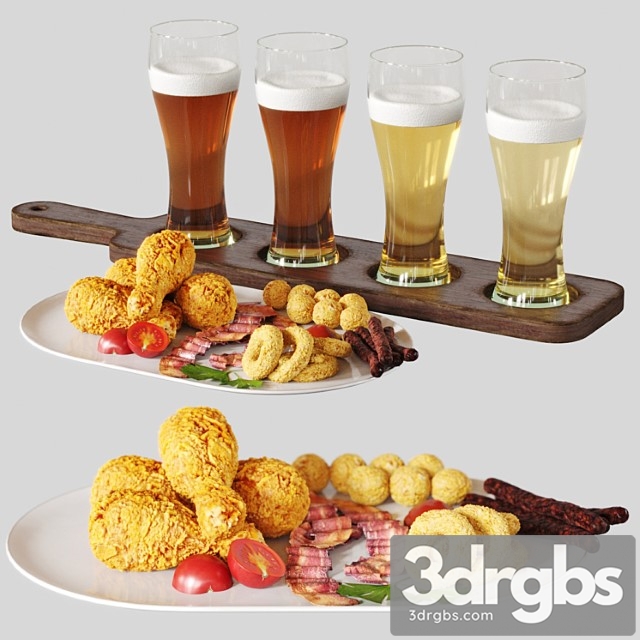 Beer set with snack 3dsmax Download - thumbnail 1