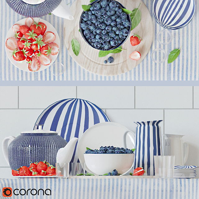 Berries and dishes 3DS Max Model - thumbnail 2