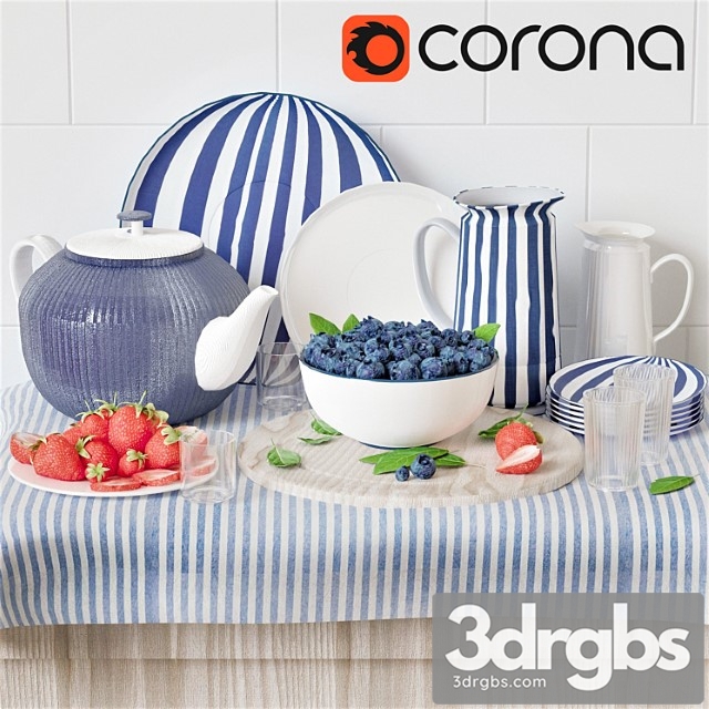 Berries and dishes 3dsmax Download - thumbnail 1