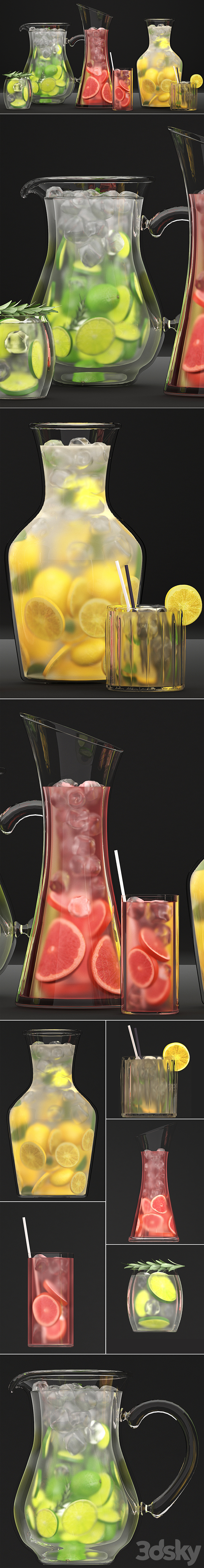 Beverages. Lemonade 1. Drinks Lemonade Citrus decanter cocktail lemon lime decor Beverages 3DS Max - thumbnail 2