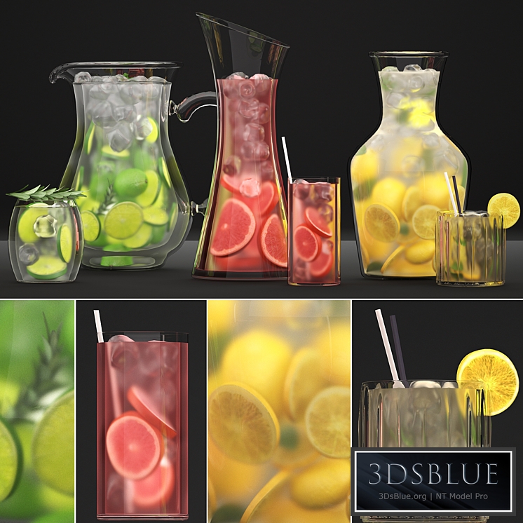 Beverages. Lemonade 1. Drinks Lemonade Citrus decanter cocktail lemon lime decor Beverages 3DS Max - thumbnail 3