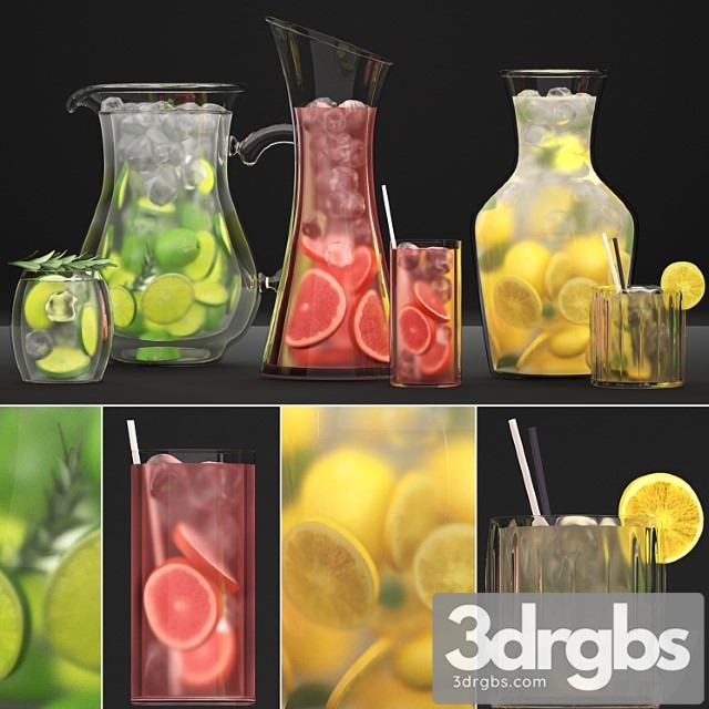 Beverages. lemonade 1. drinks lemonade citrus decanter cocktail lemon lime decor beverages 3dsmax Download - thumbnail 1