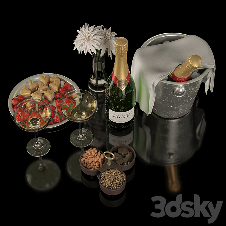 Bollinger Champagne Set 3DS Max - thumbnail 2