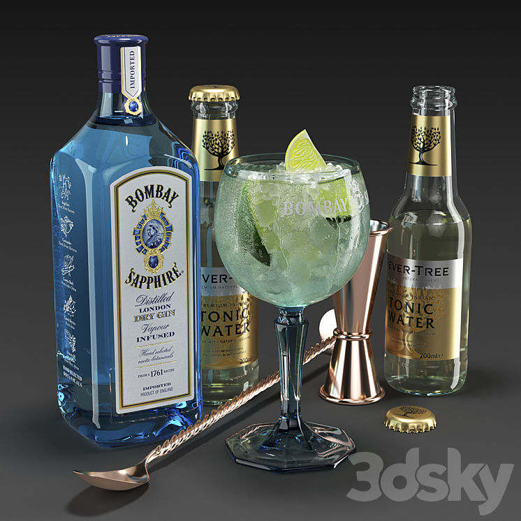 Bombay Sapphire Cocktail Set 3DS Max - thumbnail 1