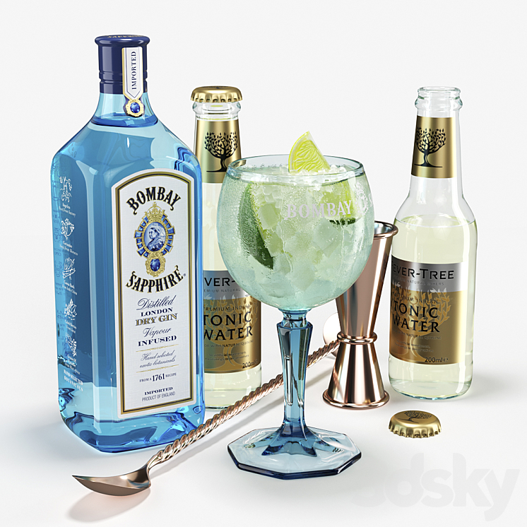 Bombay Sapphire Cocktail Set 3DS Max - thumbnail 2