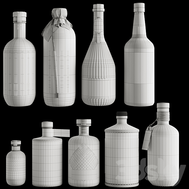 bottle set 01 3DS Max Model - thumbnail 6