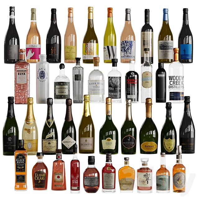 Bottles Vol 6(40 Champagne Whiskey vodka and Wines) 3ds Max - thumbnail 1