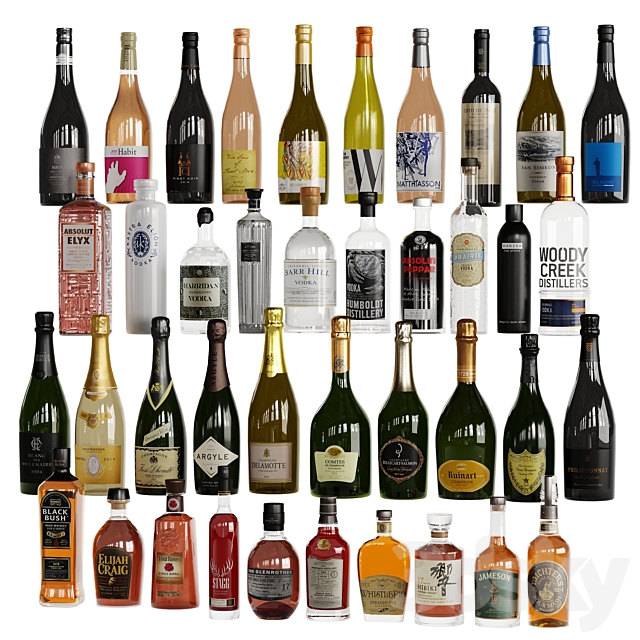 Bottles Vol 6(40 Champagne Whiskey vodka and Wines) 3ds Max - thumbnail 2