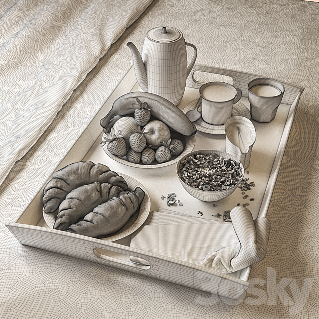 Breakfast in bed 3ds Max - thumbnail 3