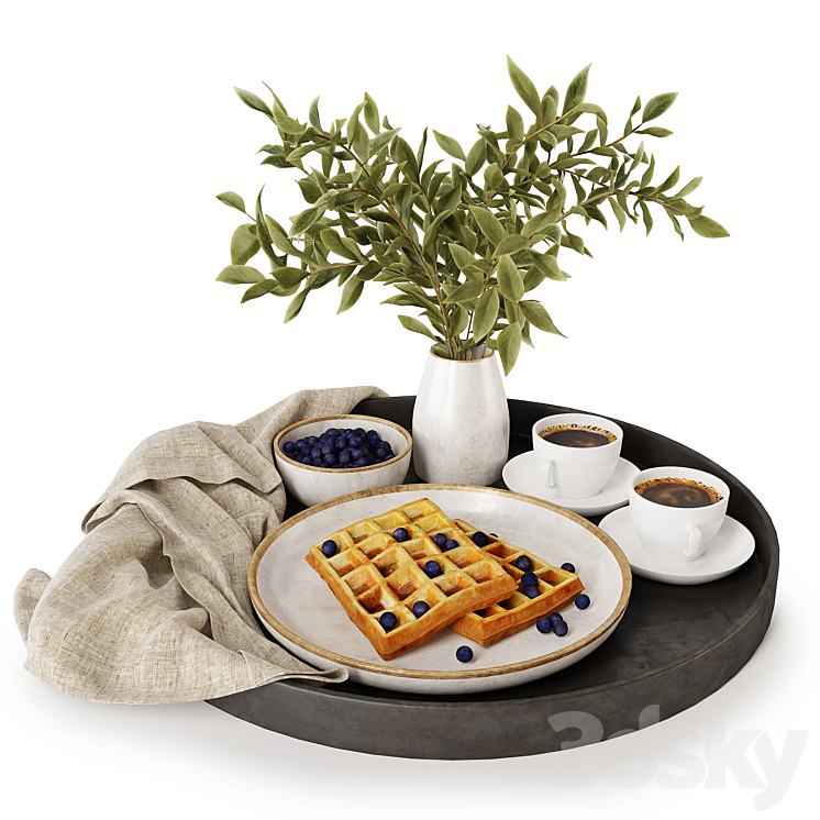 Breakfast on a tray w004 3DS Max Model - thumbnail 1