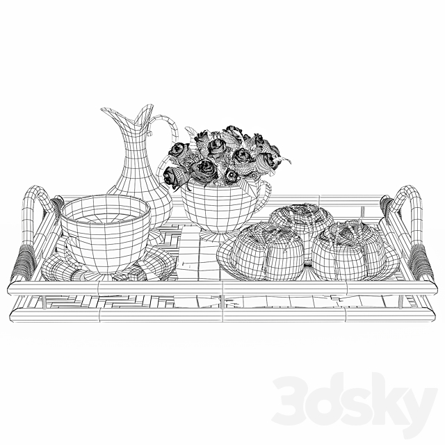 Breakfast on the tray W003 3DS Max Model - thumbnail 3