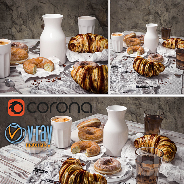 Breakfast set 3ds Max - thumbnail 1