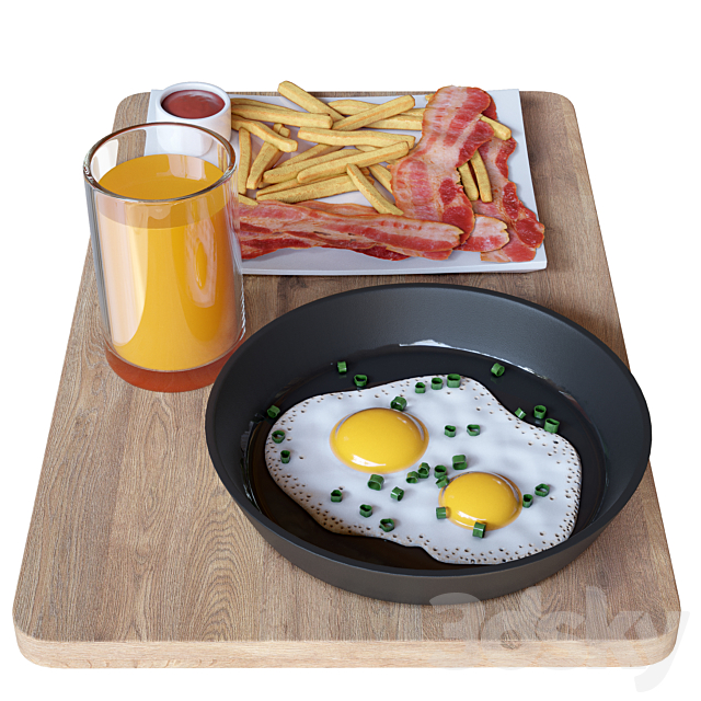 Breakfast set 3ds Max - thumbnail 2