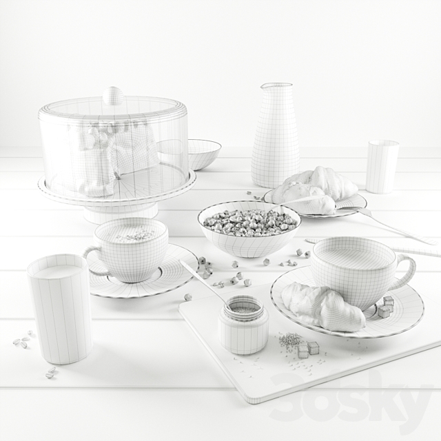 Breakfast set 3DS Max Model - thumbnail 3