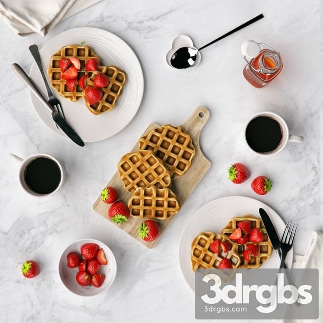 Breakfast With Waffles 3dsmax Download - thumbnail 1