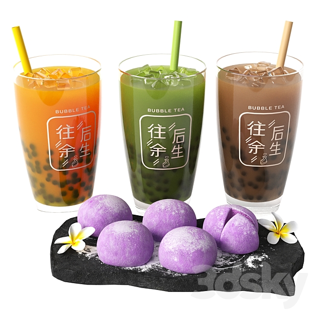 Bubble tea and Moti dessert 3DS Max Model - thumbnail 2