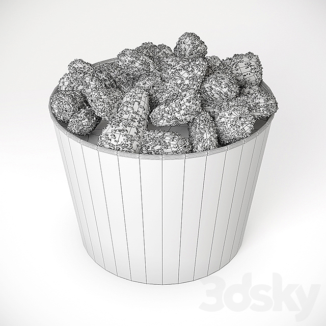 Bucket of chicken wings 3ds Max - thumbnail 2