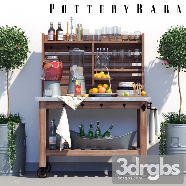 Buffet Pottery Barn Abbott Set 3dsmax Download - thumbnail 1