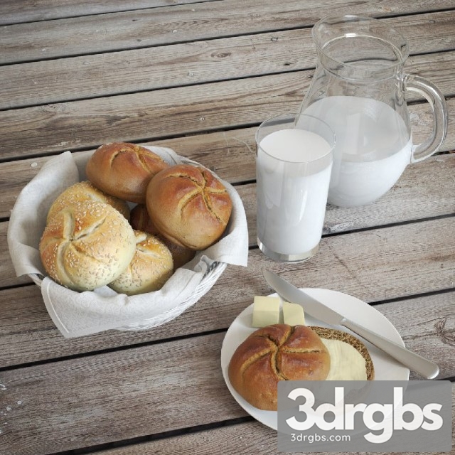 Buns and Milk 3dsmax Download - thumbnail 1