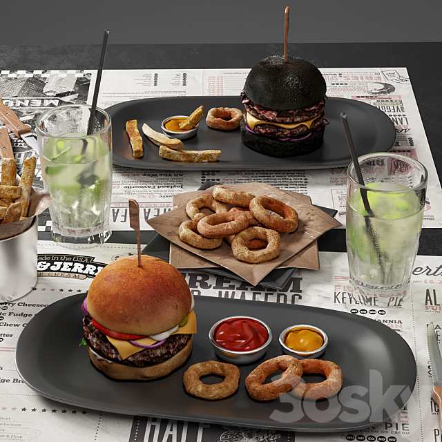 Burger set 3ds Max - thumbnail 1