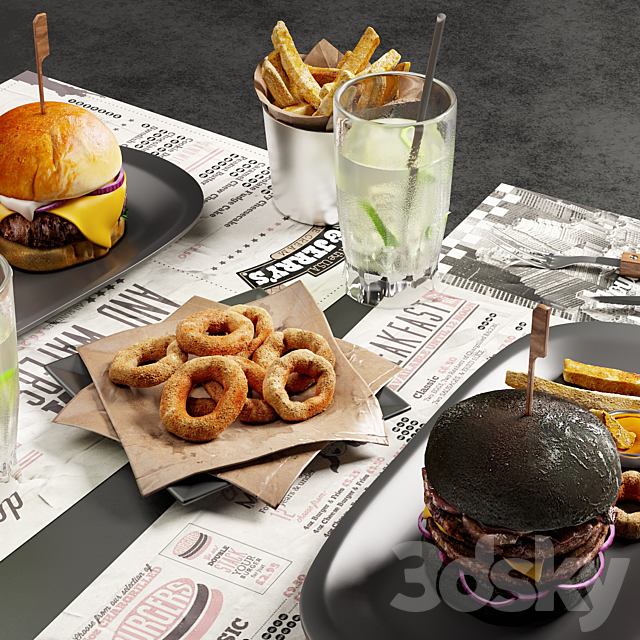 Burger set 3ds Max - thumbnail 3