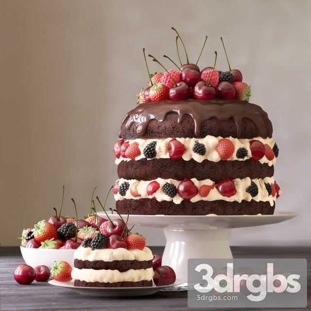 Cake and Cake With Berries 3dsmax Download - thumbnail 1