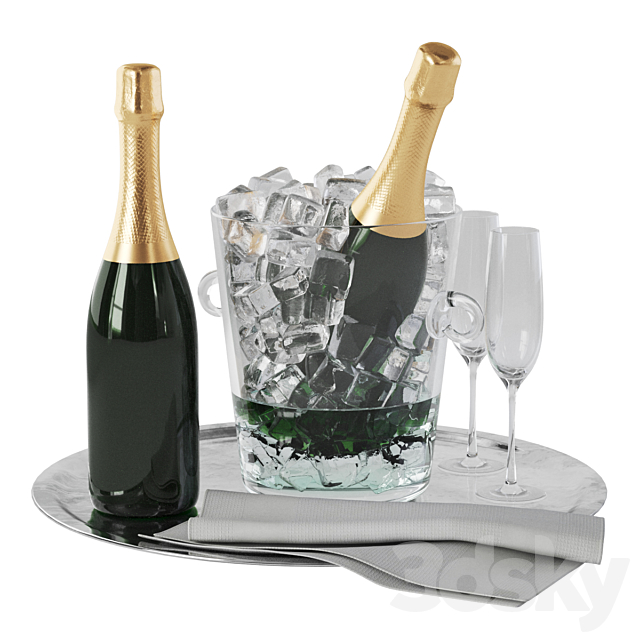 Champagne ice glass bucket 3DS Max Model - thumbnail 2