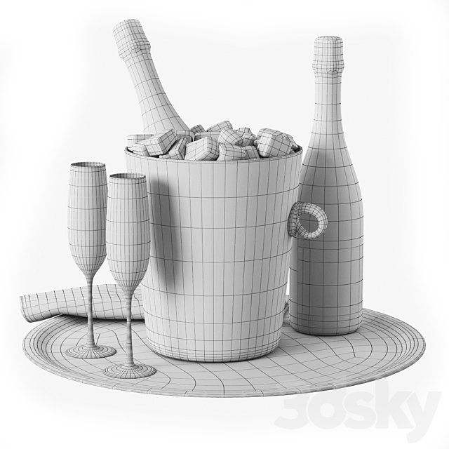 Champagne ice glass bucket 3DS Max Model - thumbnail 3