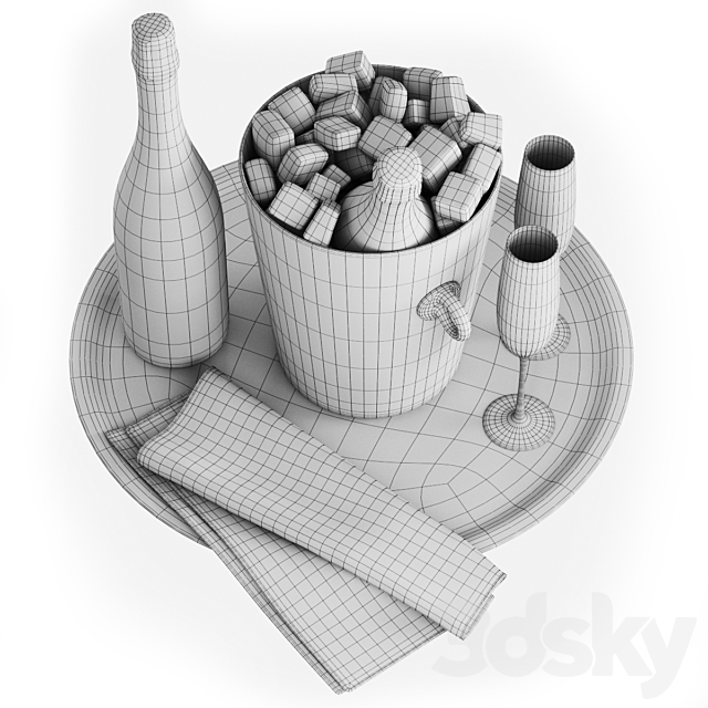 Champagne ice glass bucket 3DS Max Model - thumbnail 4