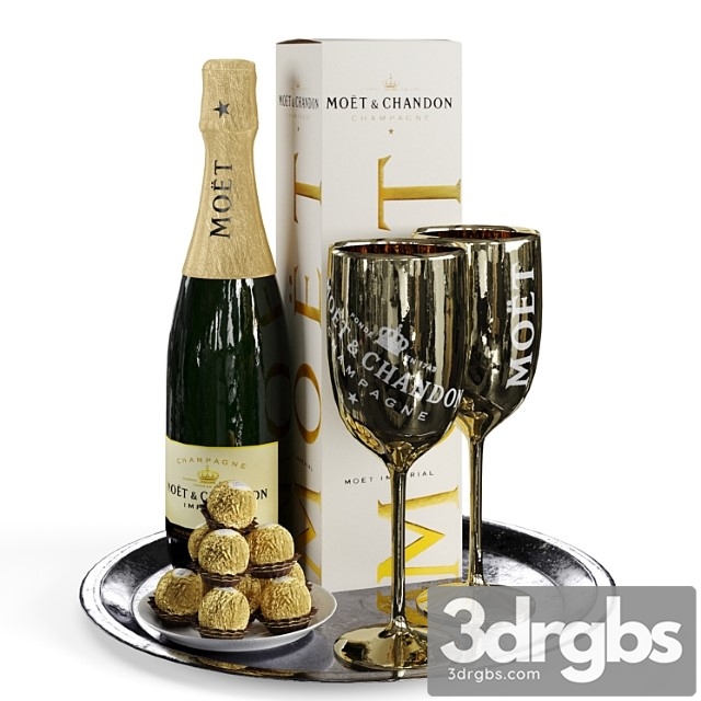 Champagne On A Tray Set 2 3dsmax Download - thumbnail 1