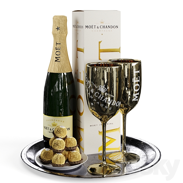 Champagne On A Tray set 2 3DSMax File - thumbnail 1