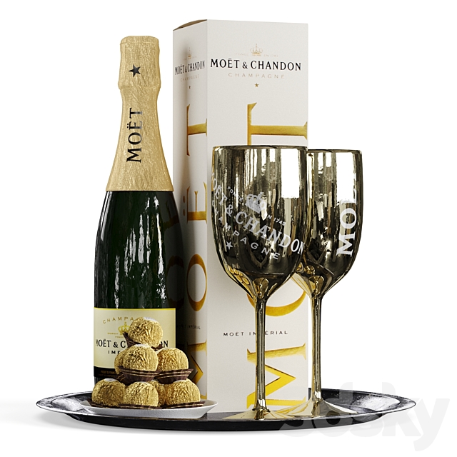 Champagne On A Tray set 2 3DSMax File - thumbnail 2