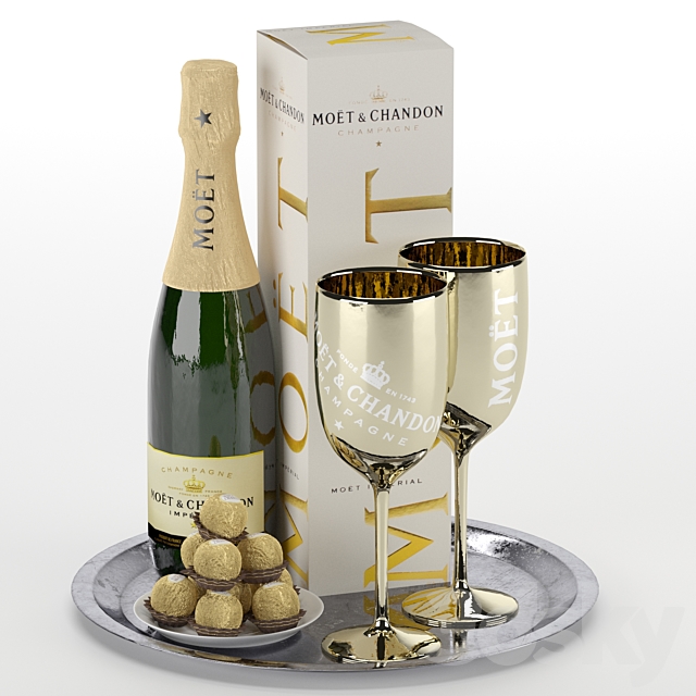 Champagne On A Tray set 2 3DSMax File - thumbnail 3