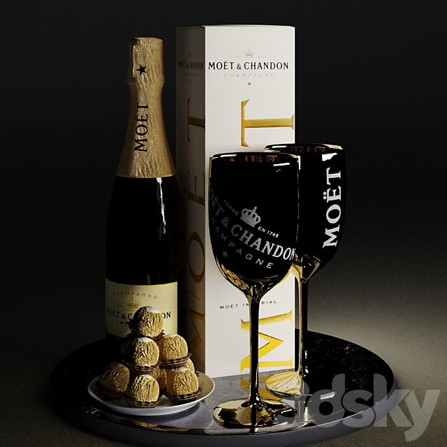 Champagne On A Tray set 2 3DSMax File - thumbnail 4