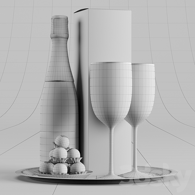 Champagne On A Tray set 2 3DSMax File - thumbnail 5