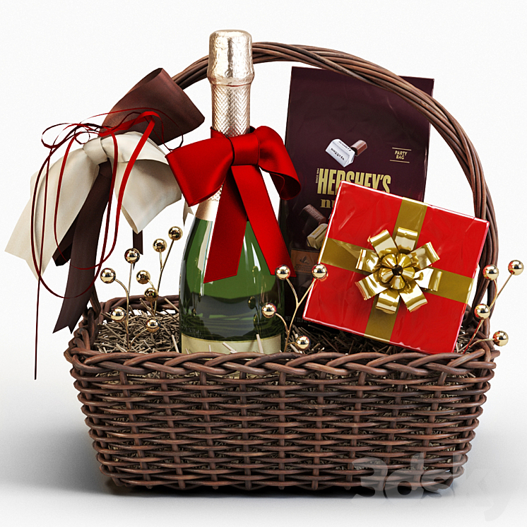 Champagne Sweetness Gift Basket 3DS Max Model - thumbnail 1