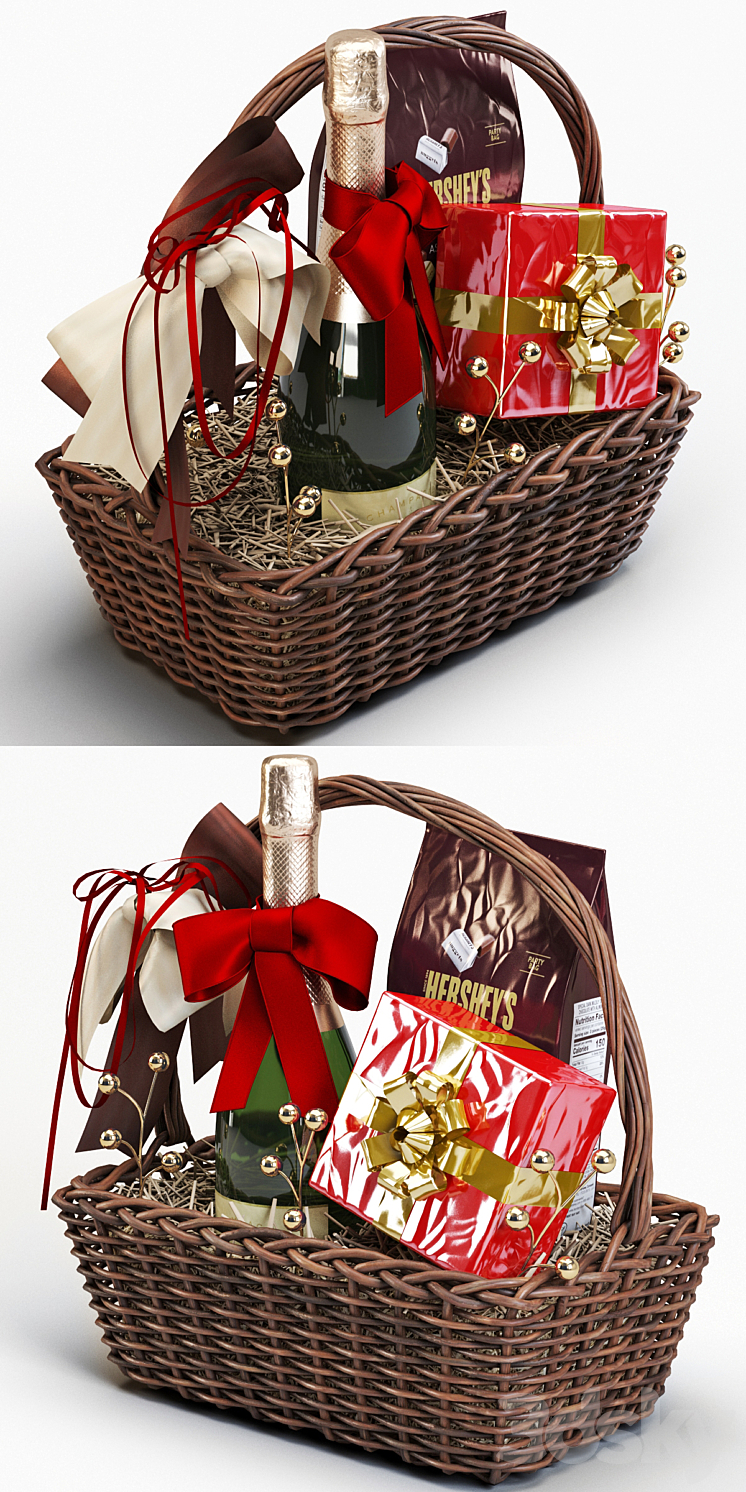 Champagne Sweetness Gift Basket 3DS Max Model - thumbnail 2