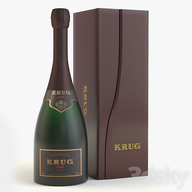 Champagne with box 3DS Max - thumbnail 1