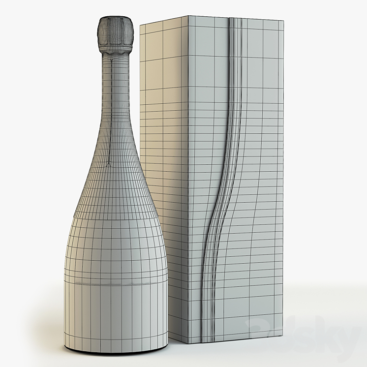 Champagne with box 3DS Max - thumbnail 2