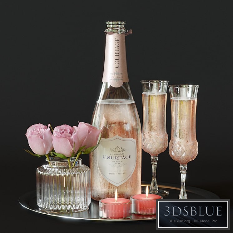 Champagne with roses 3DS Max - thumbnail 3