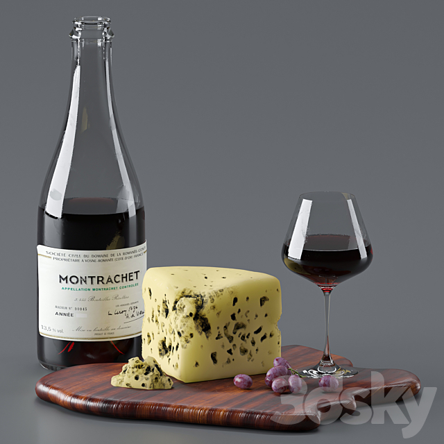 cheese and wine 3ds Max - thumbnail 1