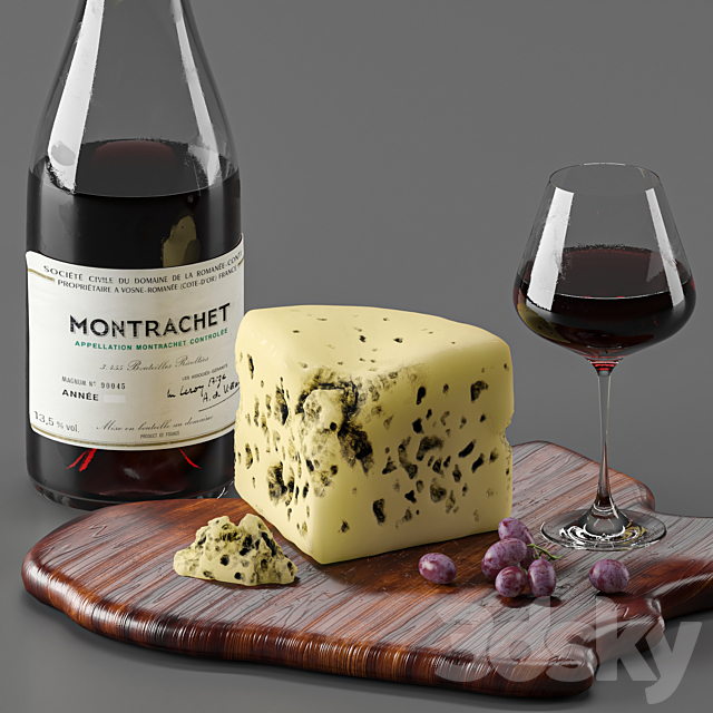 cheese and wine 3ds Max - thumbnail 2