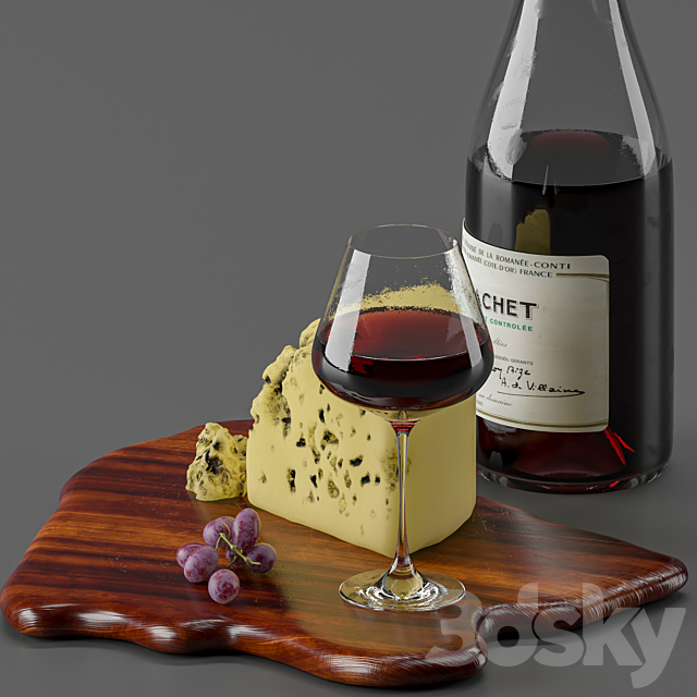 cheese and wine 3ds Max - thumbnail 3